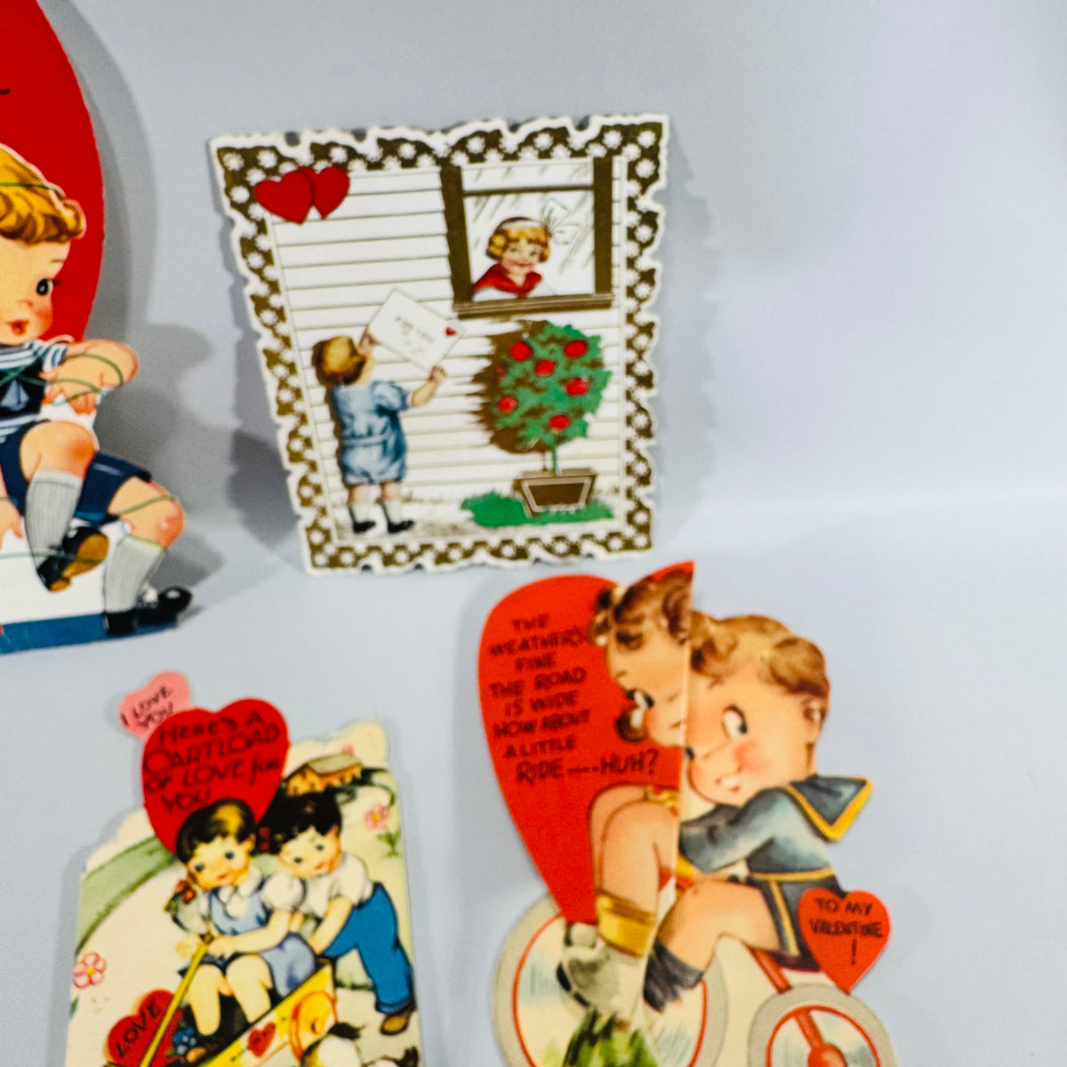 Vintage 1950s Die Cut Valentine Card Lot of 6, Whitney & American Greetings School Valentines, Mid Century Paper Ephemera