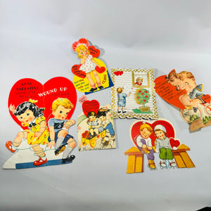 Vintage 1950s Die Cut Valentine Card Lot of 6, Whitney & American Greetings School Valentines, Mid Century Paper Ephemera