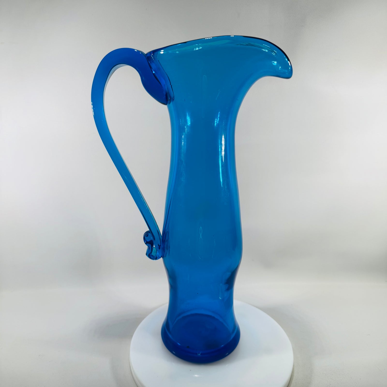 Blenko Hand-Blown Cobalt Blue Art Glass Pitcher (10” x 6”) | Mid-Century Modern