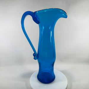 Blenko Hand-Blown Cobalt Blue Art Glass Pitcher (10” x 6”) | Mid-Century Modern