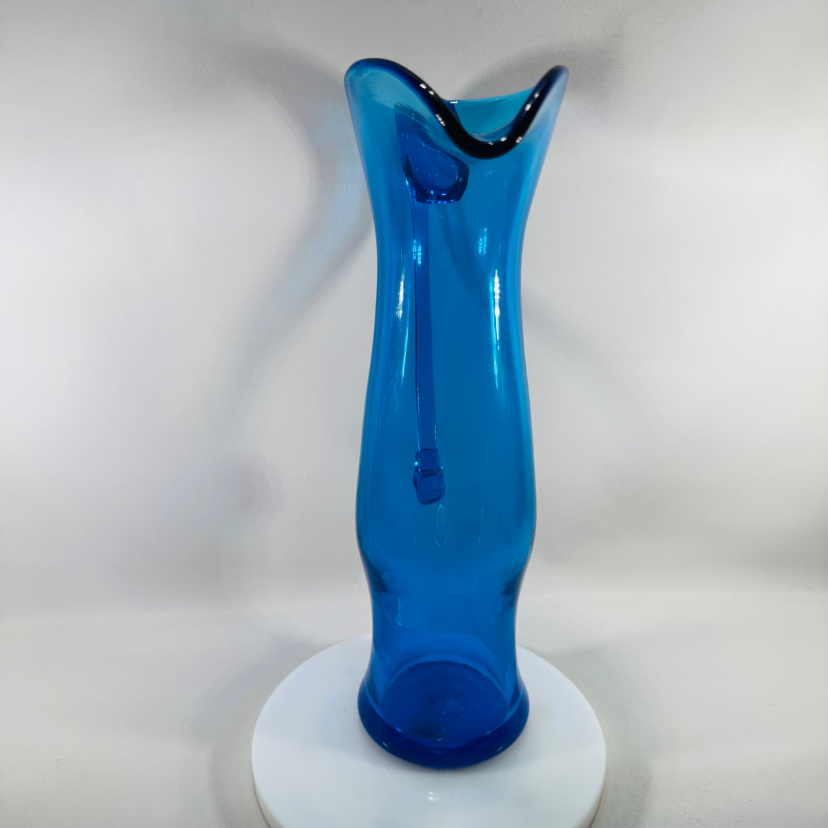 Blenko Hand-Blown Cobalt Blue Art Glass Pitcher (10” x 6”) | Mid-Century Modern