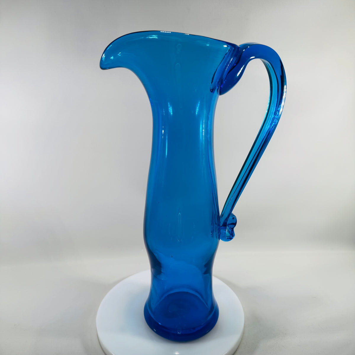Blenko Hand-Blown Cobalt Blue Art Glass Pitcher (10” x 6”) | Mid-Century Modern