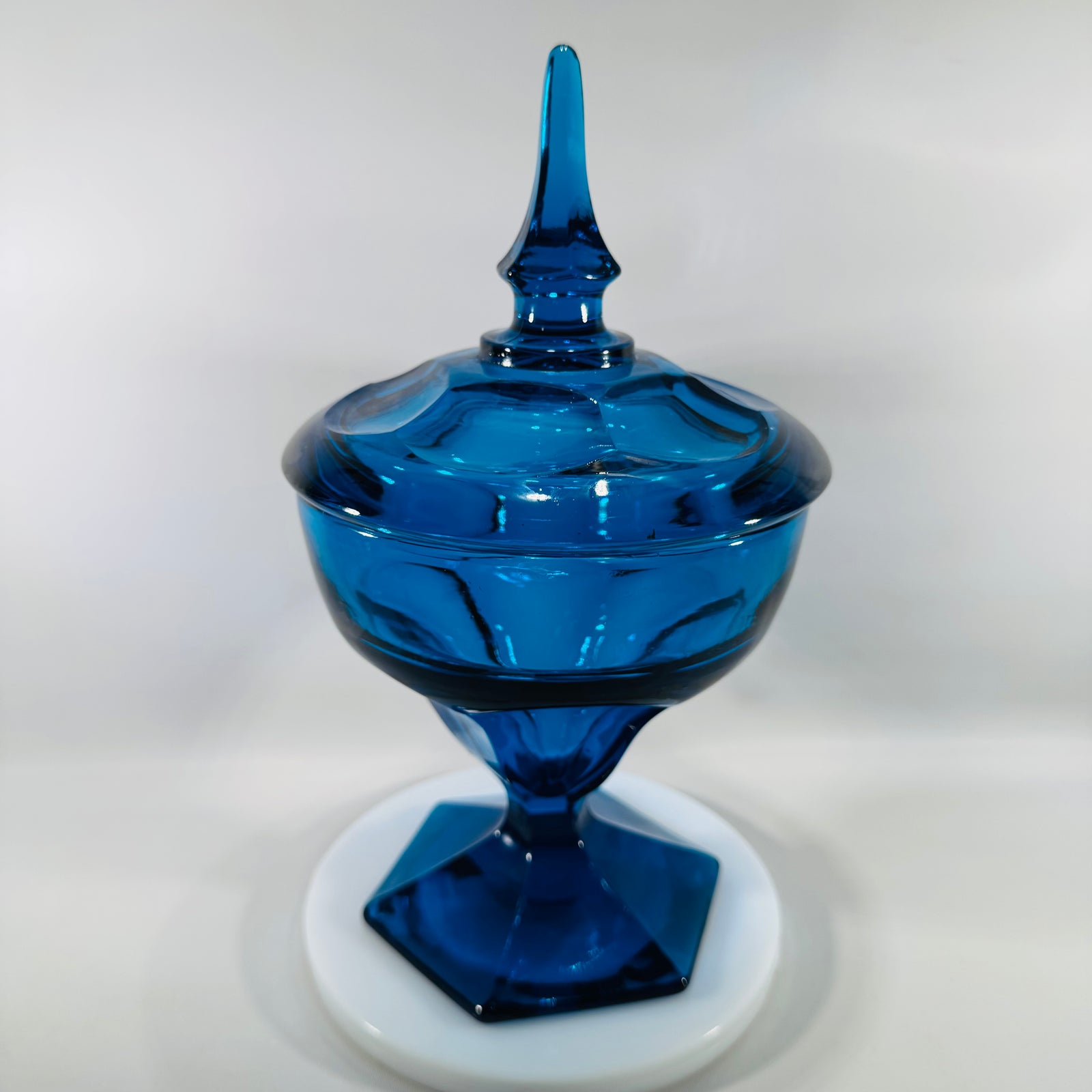 Viking Glass Bluenique “Epic Blue” Lidded Candy Dish (10” x 5”)