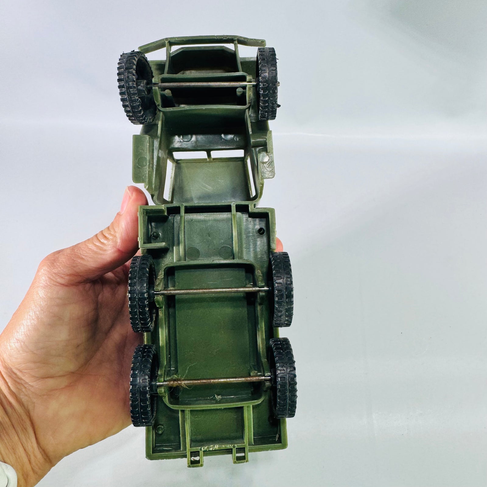 Vintage Tim Mee M35 Deuce and a Half Cargo Truck Olive Green Plastic Military Toy 8 Inch Army Vehicle