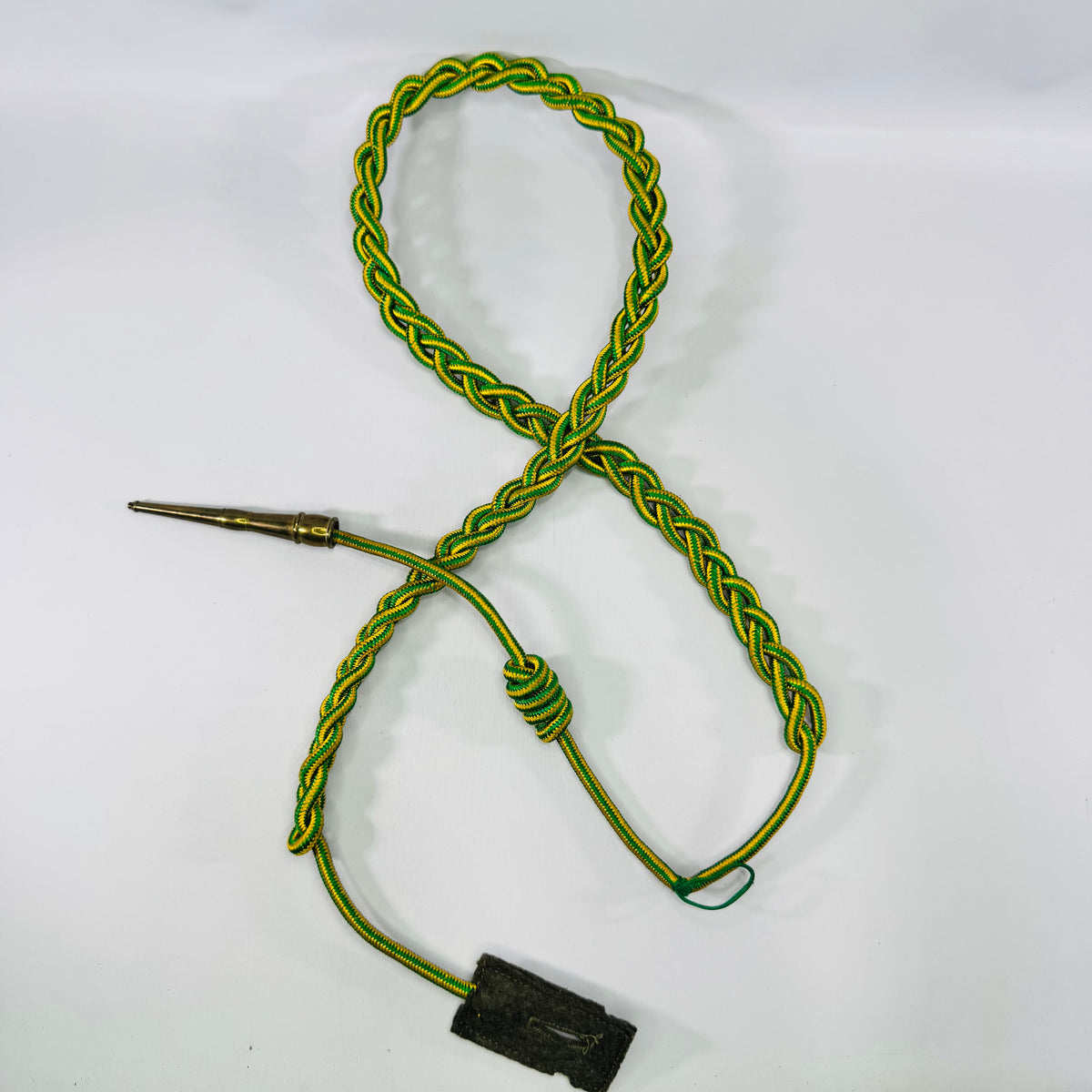 Vintage U.S. Army WWII Style French Fourragère Shoulder Cord Green Yellow Military Uniform Lanyard 43 Inch