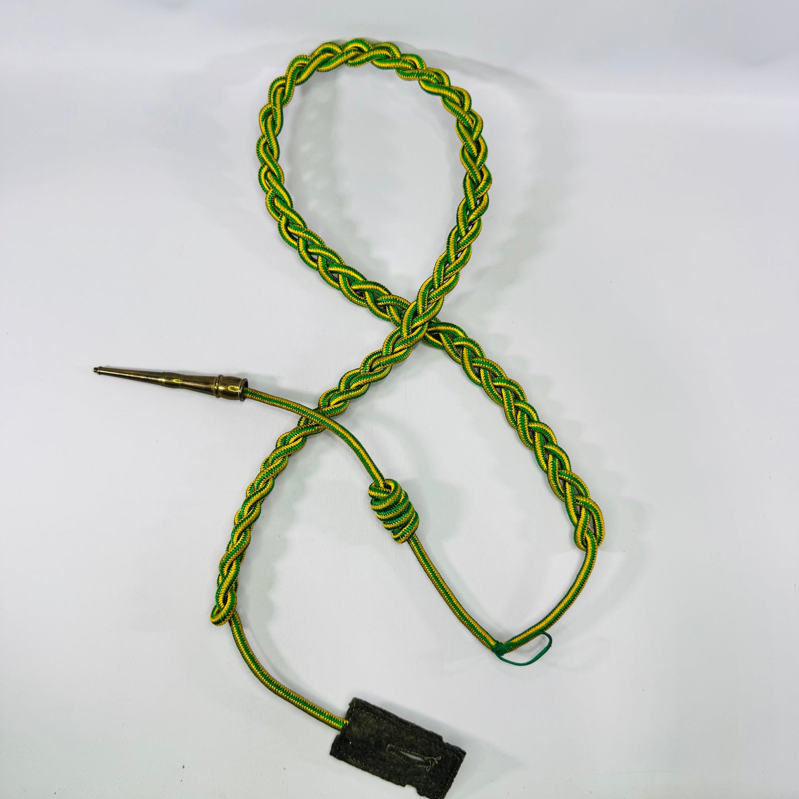 Vintage U.S. Army WWII Style French Fourragère Shoulder Cord Green Yellow Military Uniform Lanyard 43 Inch