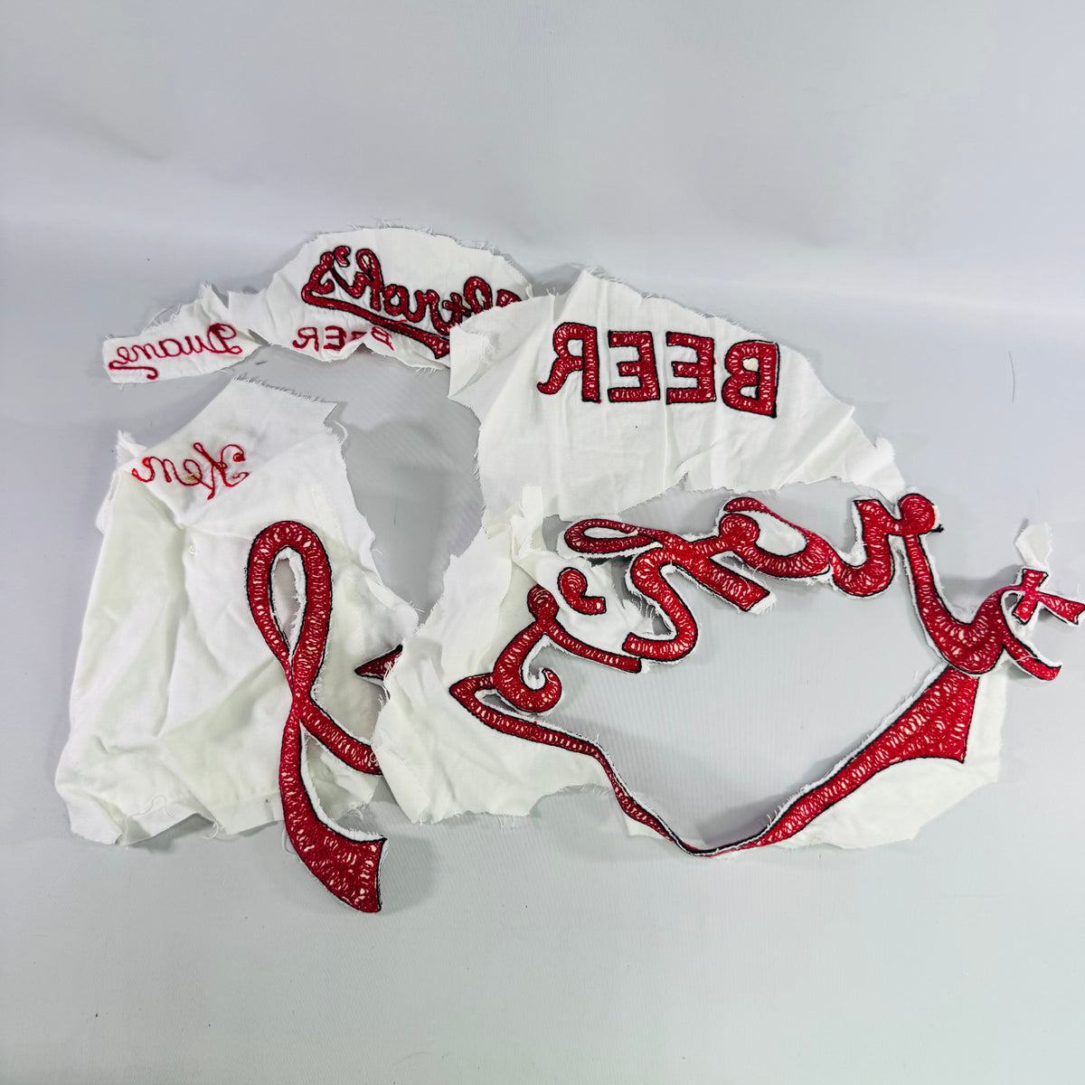 Vintage 1980s Stroh's Beer Delivery Driver Uniform Embroidery Salvage Lot Ken Duane Breweriana Patches