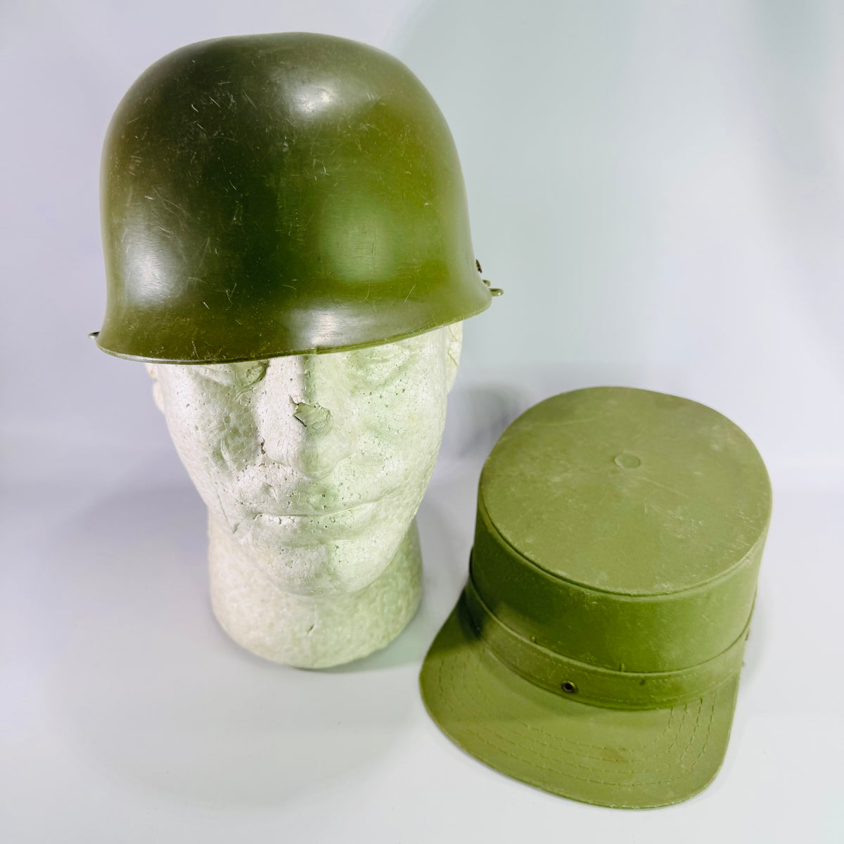 Cold War U.S. Army Aggressor Training Hat & Helmet Liner Set OPFOR Military Display Gear 1950s–1970s