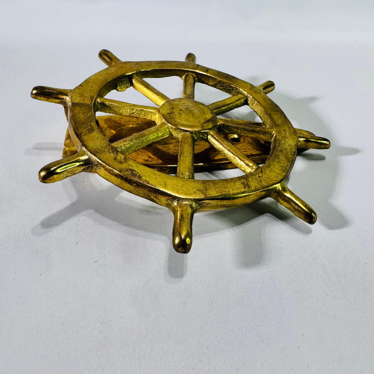 Vintage Solid Brass Ship Wheel Door Knocker Nautical Captain's Wheel Coastal Maritime Entry Hardware