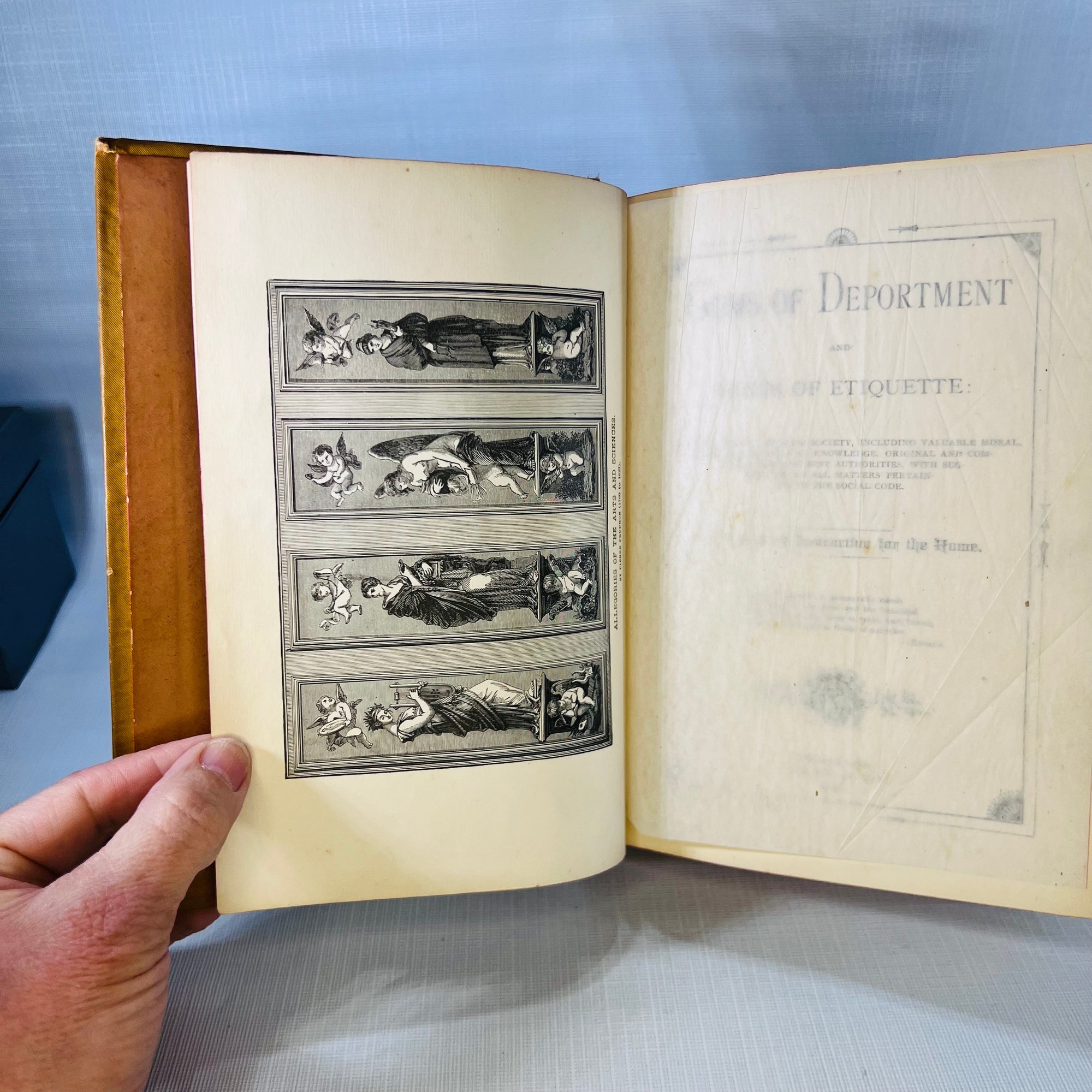 Gems of Deportment and Hints of Etiquette a Manual of Instructions for the Home by Mrs. M.L. Rayne 1860 Tyler & Co.Antique Gold Gilt Pages Book