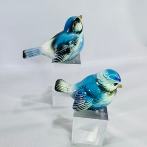Vintage Goebel West Germany Blue Bird Figurine Bundle of 2 Porcelain Bluebirds Different Poses Mid Century Bird Decor