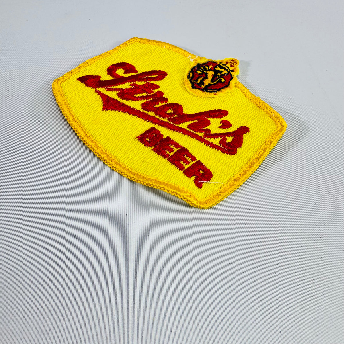 Vintage Stroh's Beer Embroidered Uniform Patch Yellow Red Brewery Advertising 4 x 3 Inch
