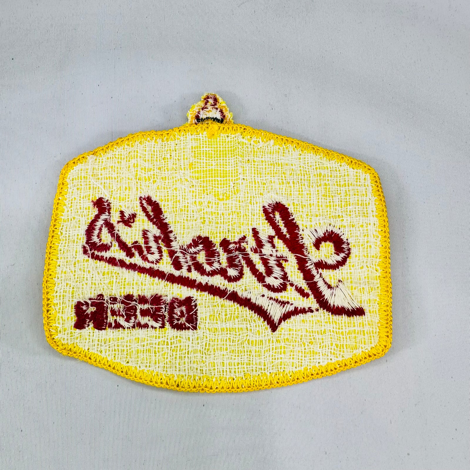 Vintage Stroh's Beer Embroidered Uniform Patch Yellow Red Brewery Advertising 4 x 3 Inch