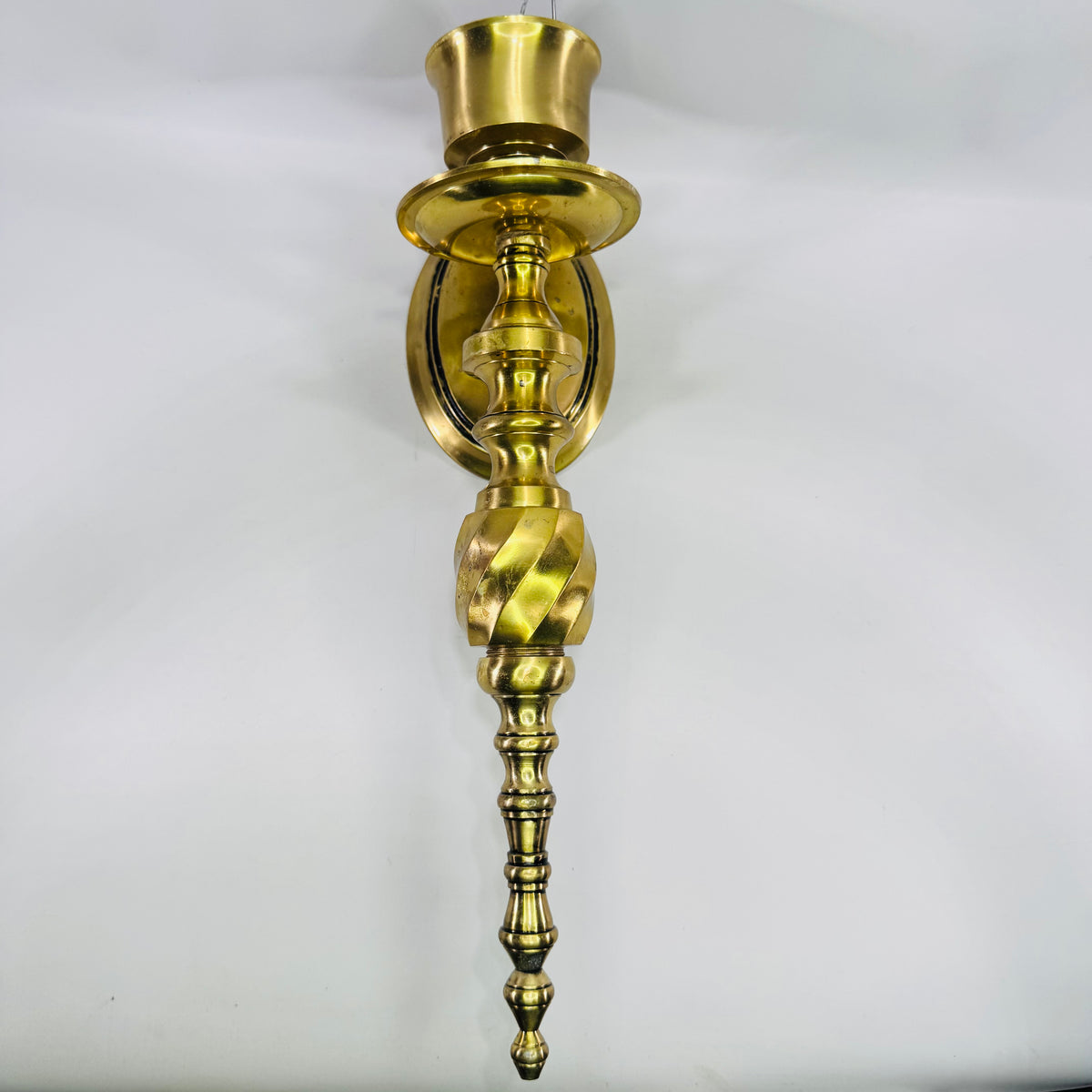 Vintage Gatco Solid Brass Wall Candle Sconce Made in India Hollywood Regency 12 Inch Taper Holder