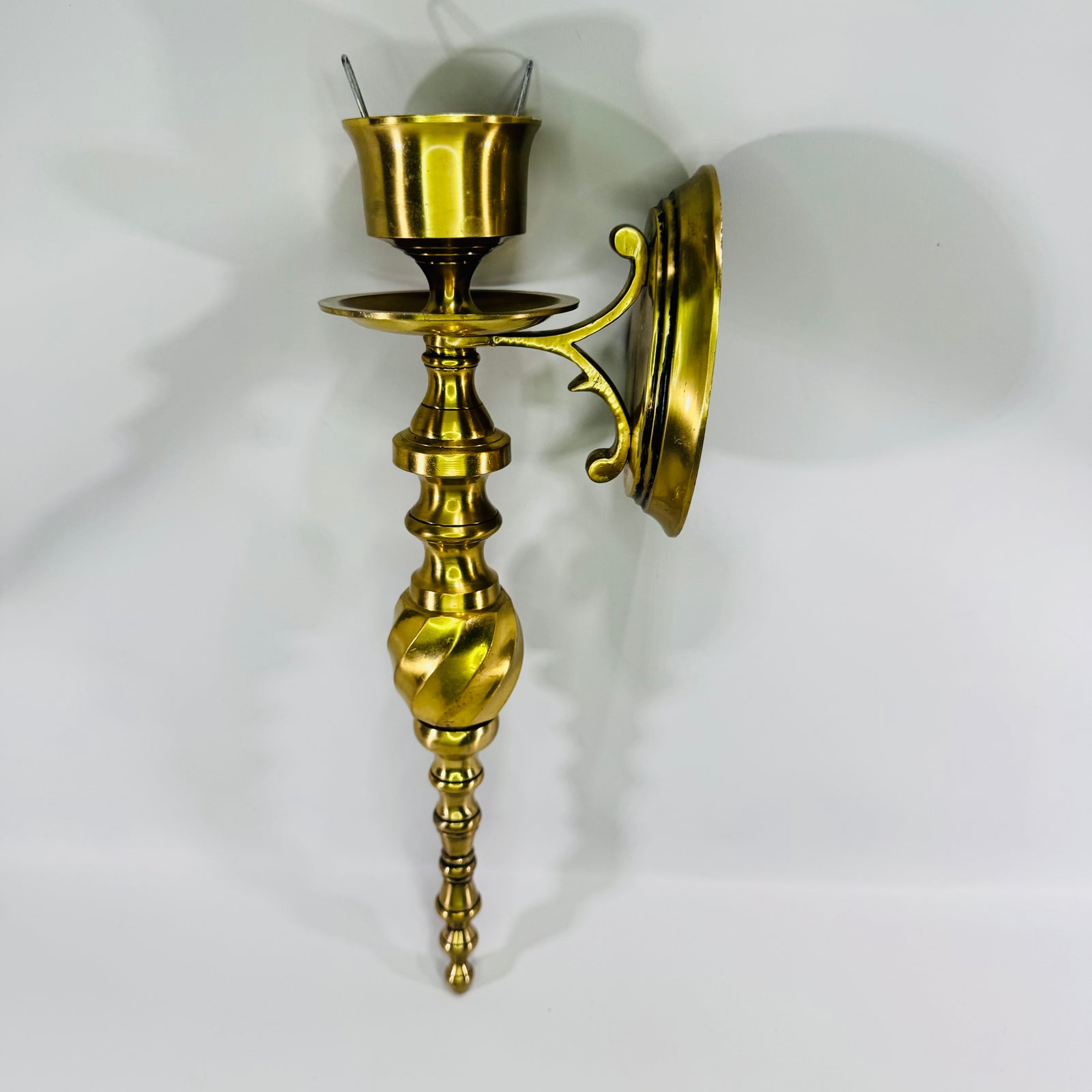 Vintage Gatco Solid Brass Wall Candle Sconce Made in India Hollywood Regency 12 Inch Taper Holder
