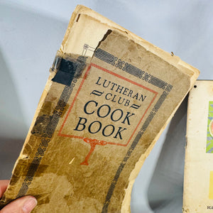 Vintage Cookbooks Bundle — Community + Brand Recipe Books (1925–1976) — Lutheran Club 1925 + Mandarin Chop Suey 1928 + Rumford 1939 | Ephemera Lot, Vintage Cookbooks