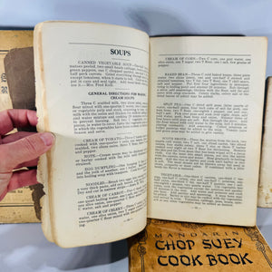 Vintage Cookbooks Bundle — Community + Brand Recipe Books (1925–1976) — Lutheran Club 1925 + Mandarin Chop Suey 1928 + Rumford 1939 | Ephemera Lot, Vintage Cookbooks