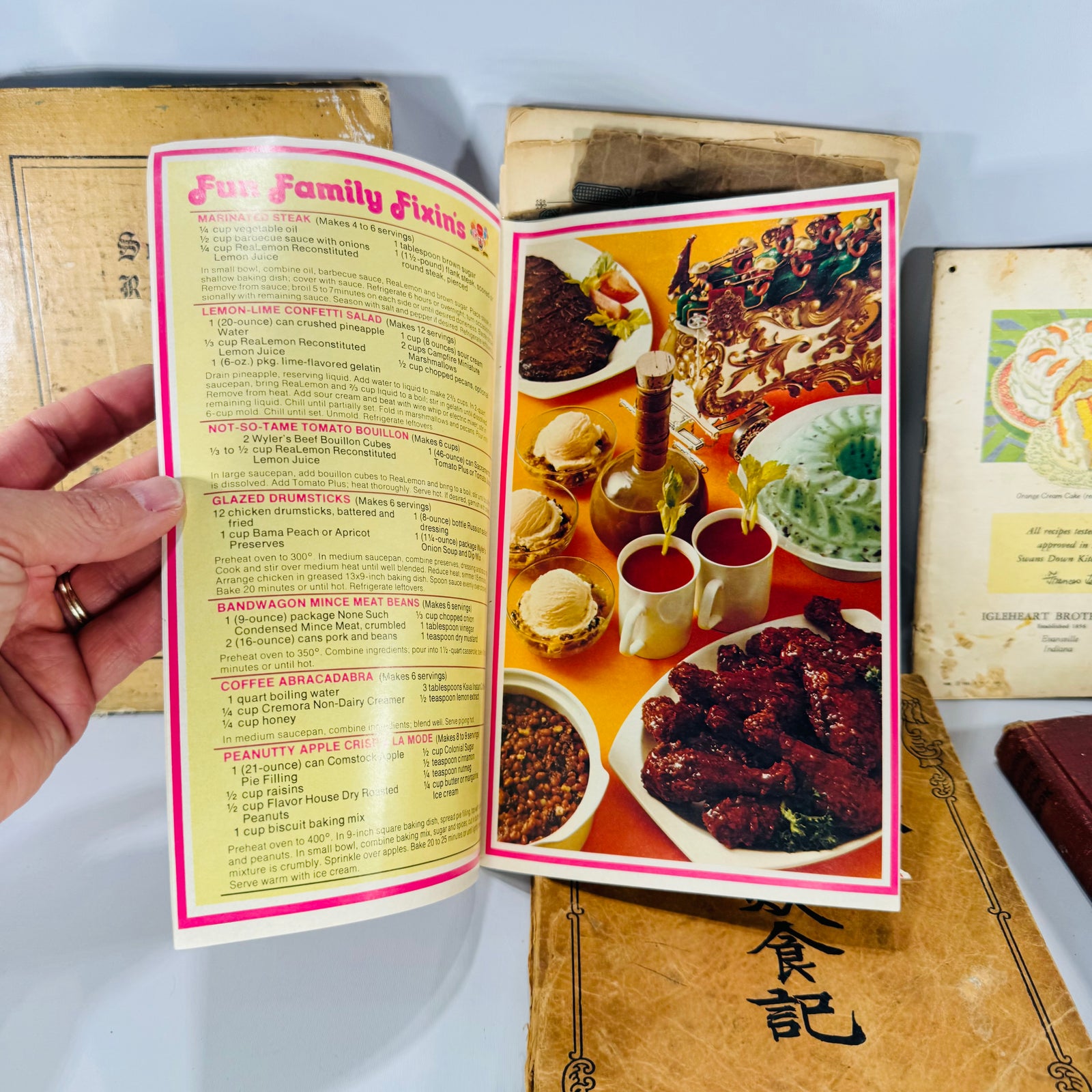 Vintage Cookbooks Bundle — Community + Brand Recipe Books (1925–1976) — Lutheran Club 1925 + Mandarin Chop Suey 1928 + Rumford 1939 | Ephemera Lot, Vintage Cookbooks