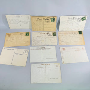 Vintage Floral Postcard Bundle of 10 Embossed Flower & Scenic Greeting Cards with Antique Postmarks