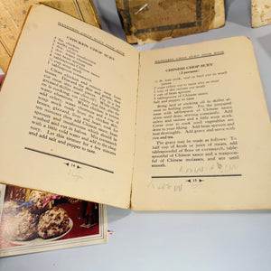 Vintage Cookbooks Bundle — Community + Brand Recipe Books (1925–1976) — Lutheran Club 1925 + Mandarin Chop Suey 1928 + Rumford 1939 | Ephemera Lot, Vintage Cookbooks