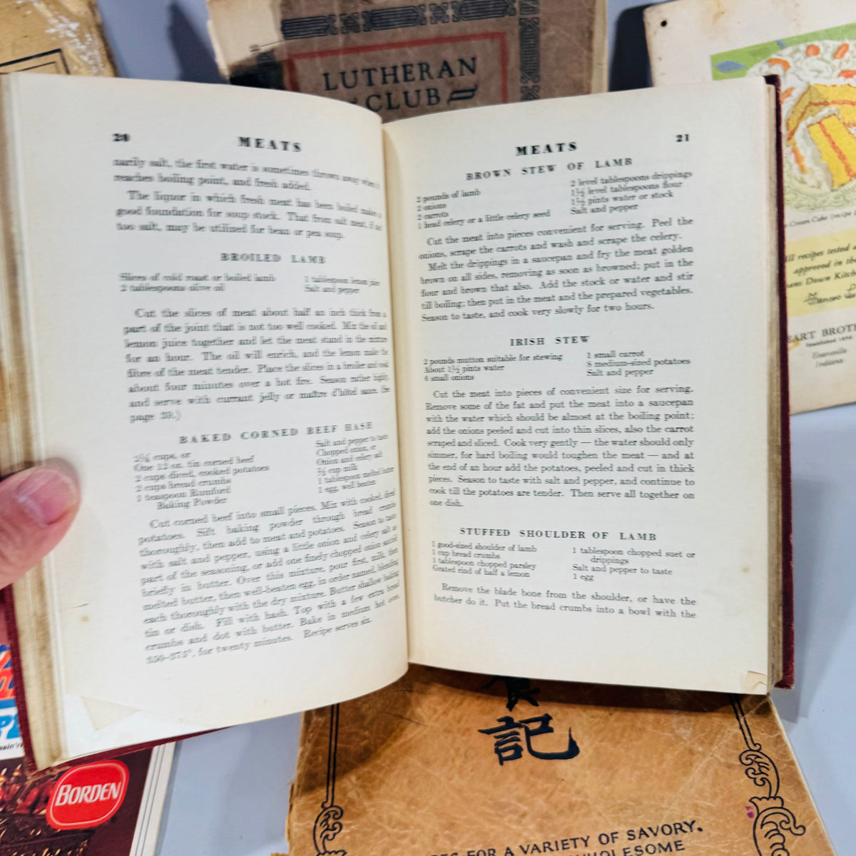 Vintage Cookbooks Bundle — Community + Brand Recipe Books (1925–1976) — Lutheran Club 1925 + Mandarin Chop Suey 1928 + Rumford 1939 | Ephemera Lot, Vintage Cookbooks