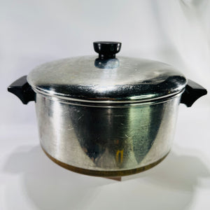 Vintage Revere Ware 6 Qt Copper Bottom Stock Pot with Lid Clinton IL Stainless Steel Cookware