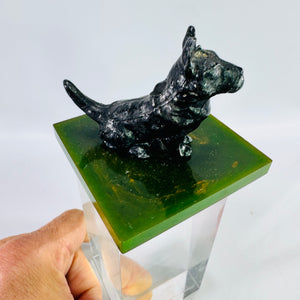 Vintage Hershey Cast Iron Scottie Dog Pen Holder Green Phenolic Base Derby Connecticut Desk Accessory