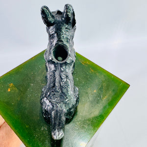 Vintage Hershey Cast Iron Scottie Dog Pen Holder Green Phenolic Base Derby Connecticut Desk Accessory