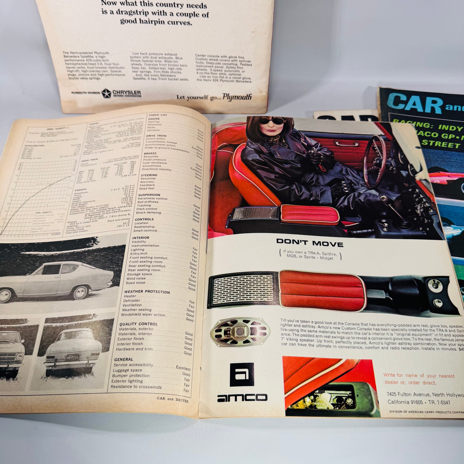 Vintage Car and Driver Magazine Bundle (4 Issues) — Aug 1963, Mar 1966, Apr 1966, Feb 1968 | Road Tests, Racing, Period Ads, Automotive Magazine