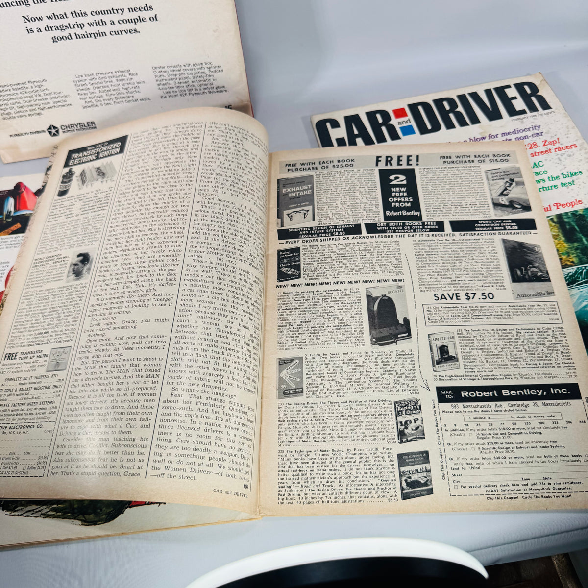 Vintage Car and Driver Magazine Bundle (4 Issues) — Aug 1963, Mar 1966, Apr 1966, Feb 1968 | Road Tests, Racing, Period Ads, Automotive Magazine