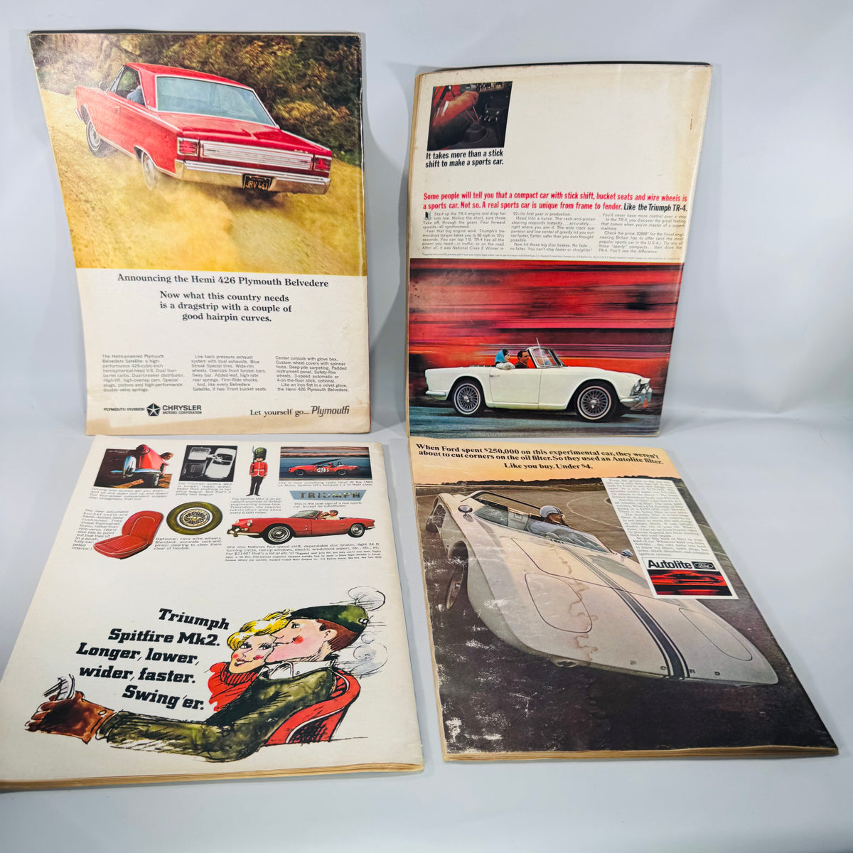 Vintage Car and Driver Magazine Bundle (4 Issues) — Aug 1963, Mar 1966, Apr 1966, Feb 1968 | Road Tests, Racing, Period Ads, Automotive Magazine