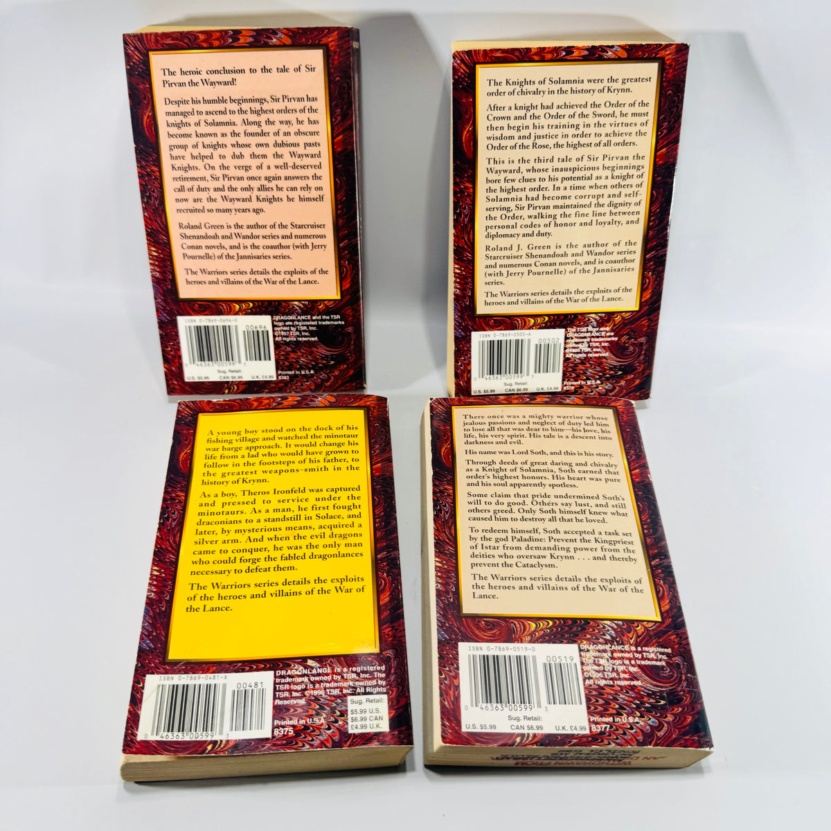 Dragonlance Warriors Paperback Bundle Volumes 4 to 7 TSR Fantasy Books Theros Ironfeld Lord Soth Knights of the Rose Wayward Knights