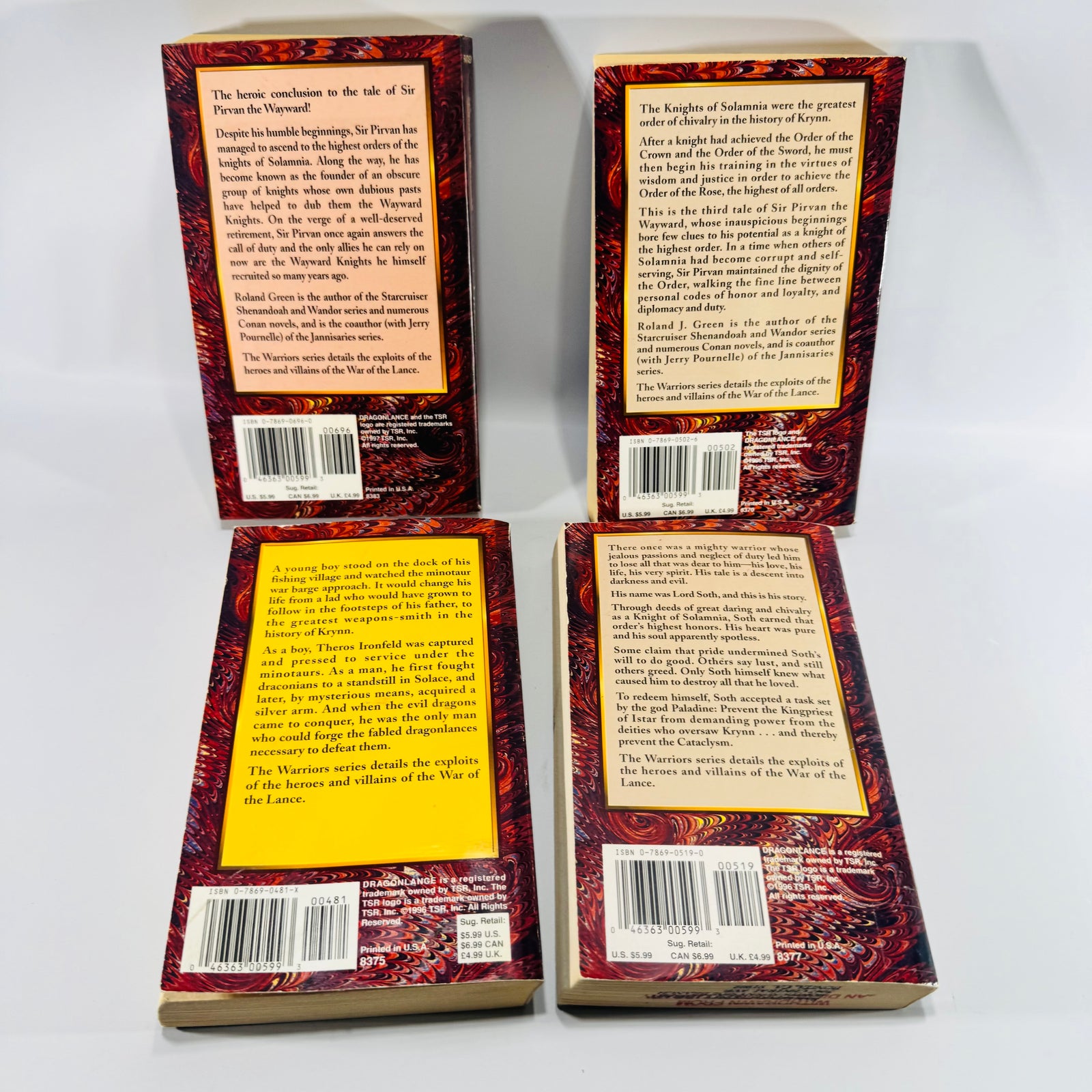 Dragonlance Warriors Paperback Bundle Volumes 4 to 7 TSR Fantasy Books Theros Ironfeld Lord Soth Knights of the Rose Wayward Knights