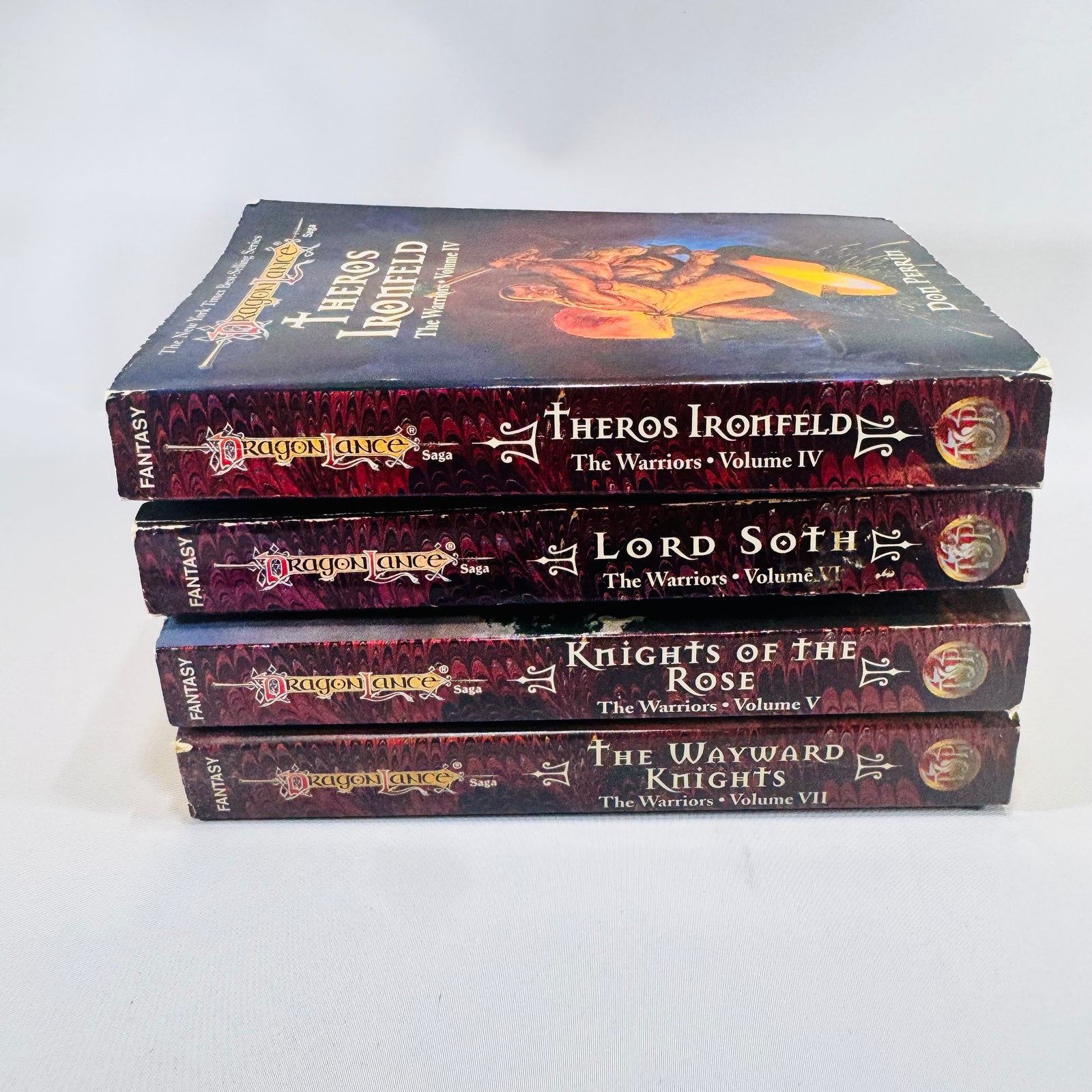 Dragonlance Warriors Paperback Bundle Volumes 4 to 7 TSR Fantasy Books Theros Ironfeld Lord Soth Knights of the Rose Wayward Knights