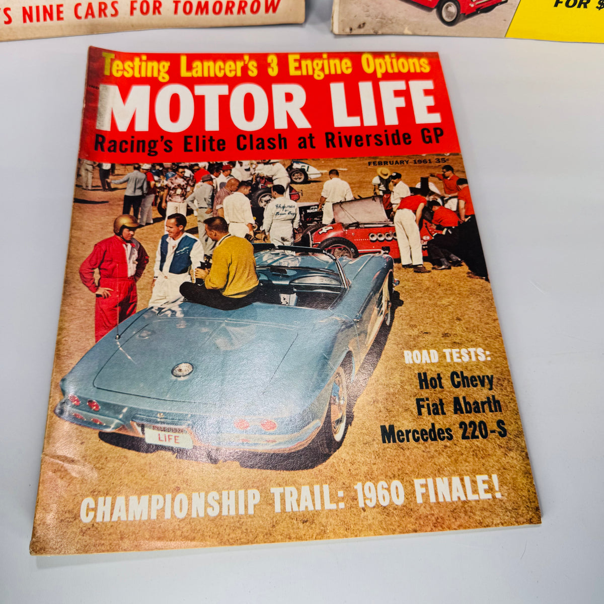 Vintage Motor Life Magazine Lot of 3 — April 1954, Oct 1955, Feb 1961 | Road Tests, Concept Cars, Racing Coverage, Automotive Magazine