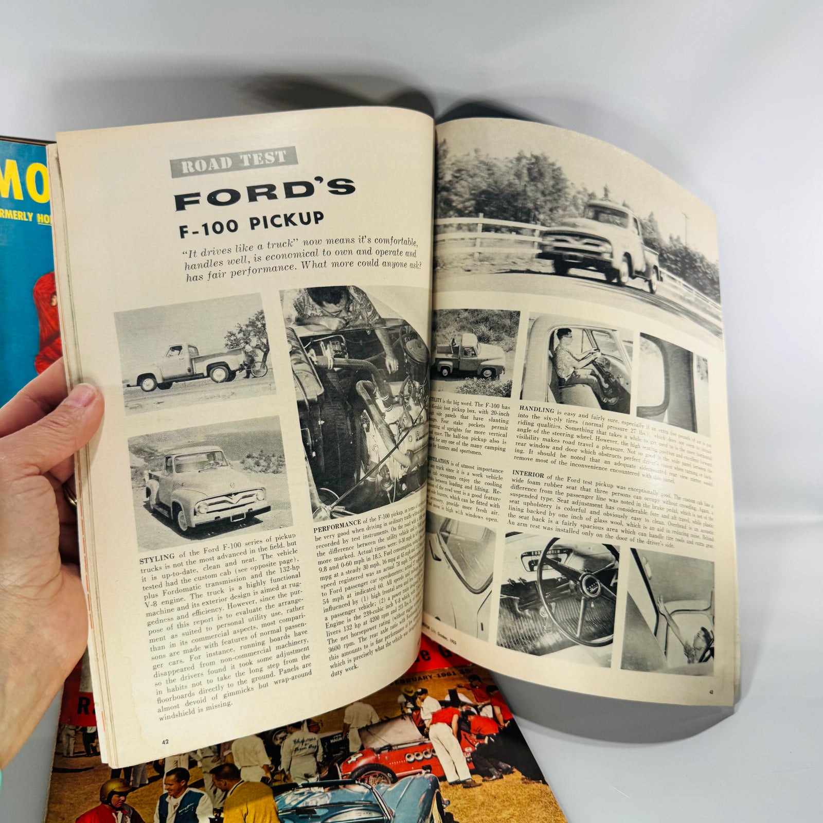 Vintage Motor Life Magazine Lot of 3 — April 1954, Oct 1955, Feb 1961 | Road Tests, Concept Cars, Racing Coverage, Automotive Magazine