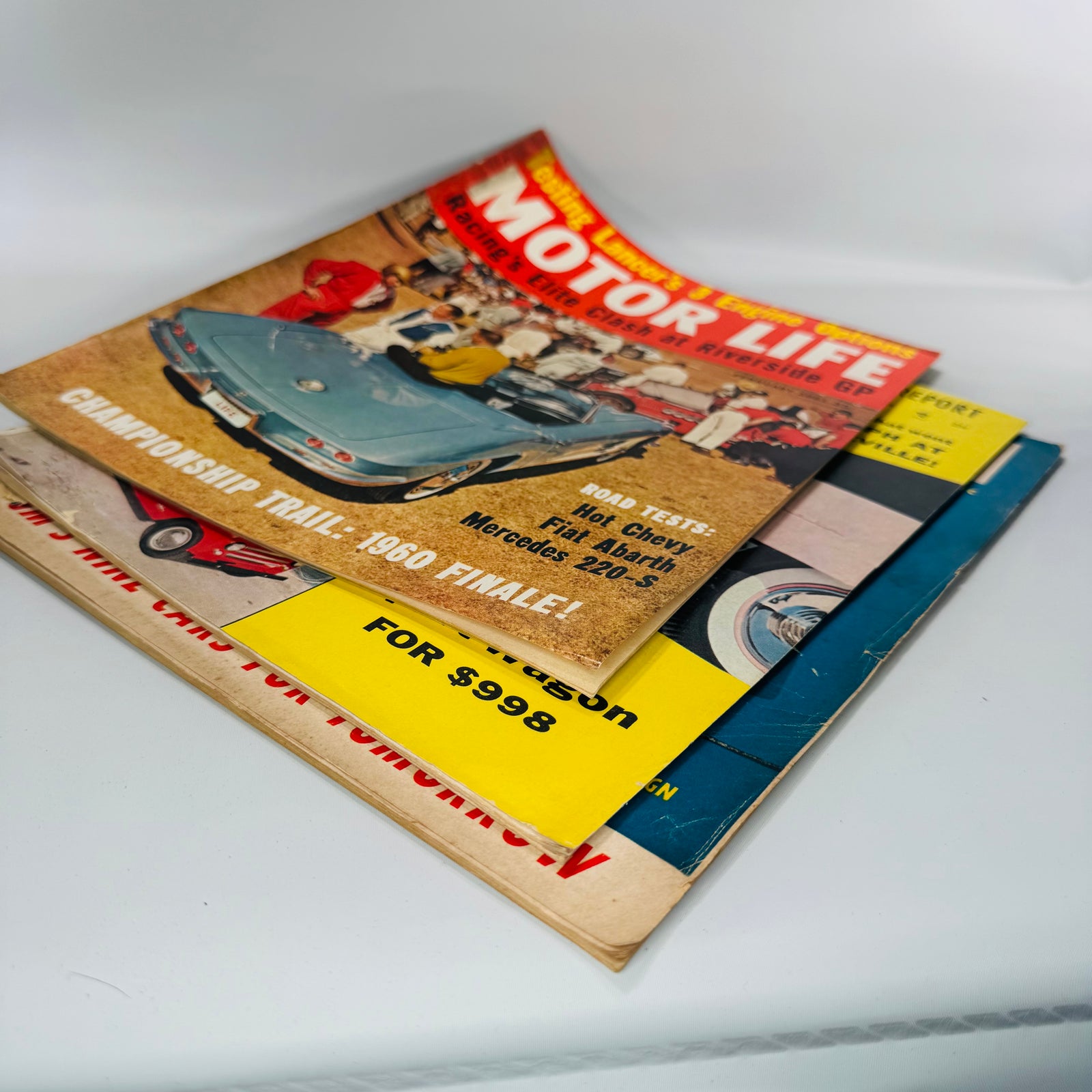 Vintage Motor Life Magazine Lot of 3 — April 1954, Oct 1955, Feb 1961 | Road Tests, Concept Cars, Racing Coverage, Automotive Magazine