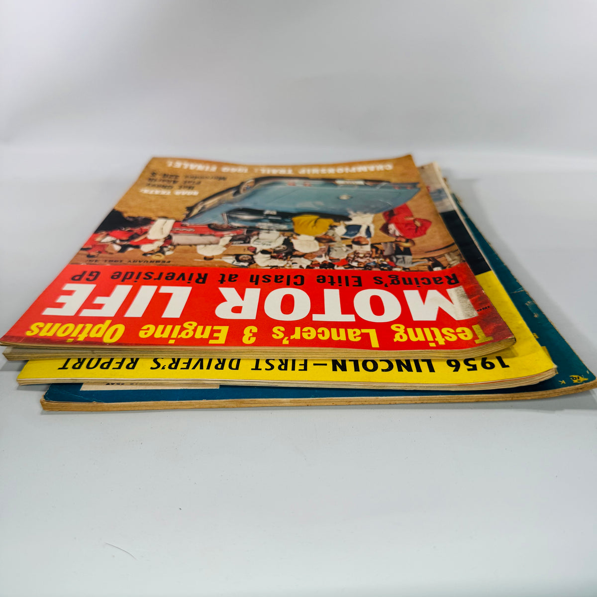 Vintage Motor Life Magazine Lot of 3 — April 1954, Oct 1955, Feb 1961 | Road Tests, Concept Cars, Racing Coverage, Automotive Magazine