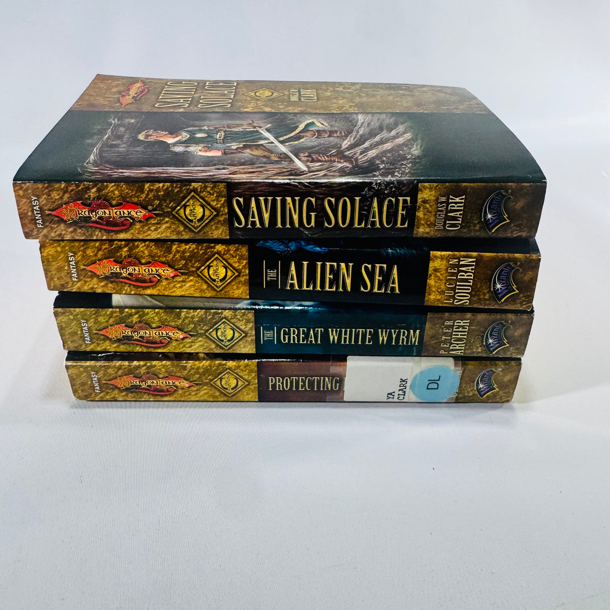 Dragonlance Champions Paperback Bundle of 4 Saving Solace Alien Sea Great White Wyrm Protecting Palanthas Wizards of the Coast
