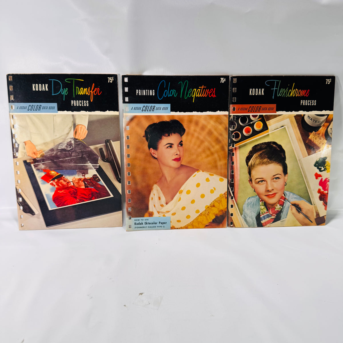 Lot of 3 Vintage Kodak Color Data Books | Dye Transfer, Color Negatives, Flexichrome | 1950s Photography Guides