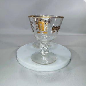 Libbey “American Antiques” B&O Railroad Cordial Glasses — Set of 2 (Gold Train Motif)