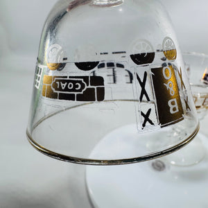 Libbey “American Antiques” B&O Railroad Cordial Glasses — Set of 2 (Gold Train Motif)