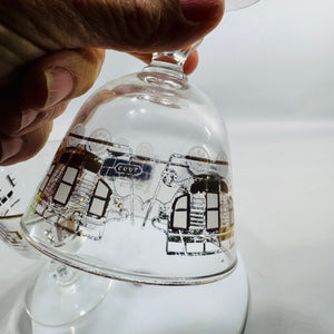 Libbey “American Antiques” B&O Railroad Cordial Glasses — Set of 2 (Gold Train Motif)