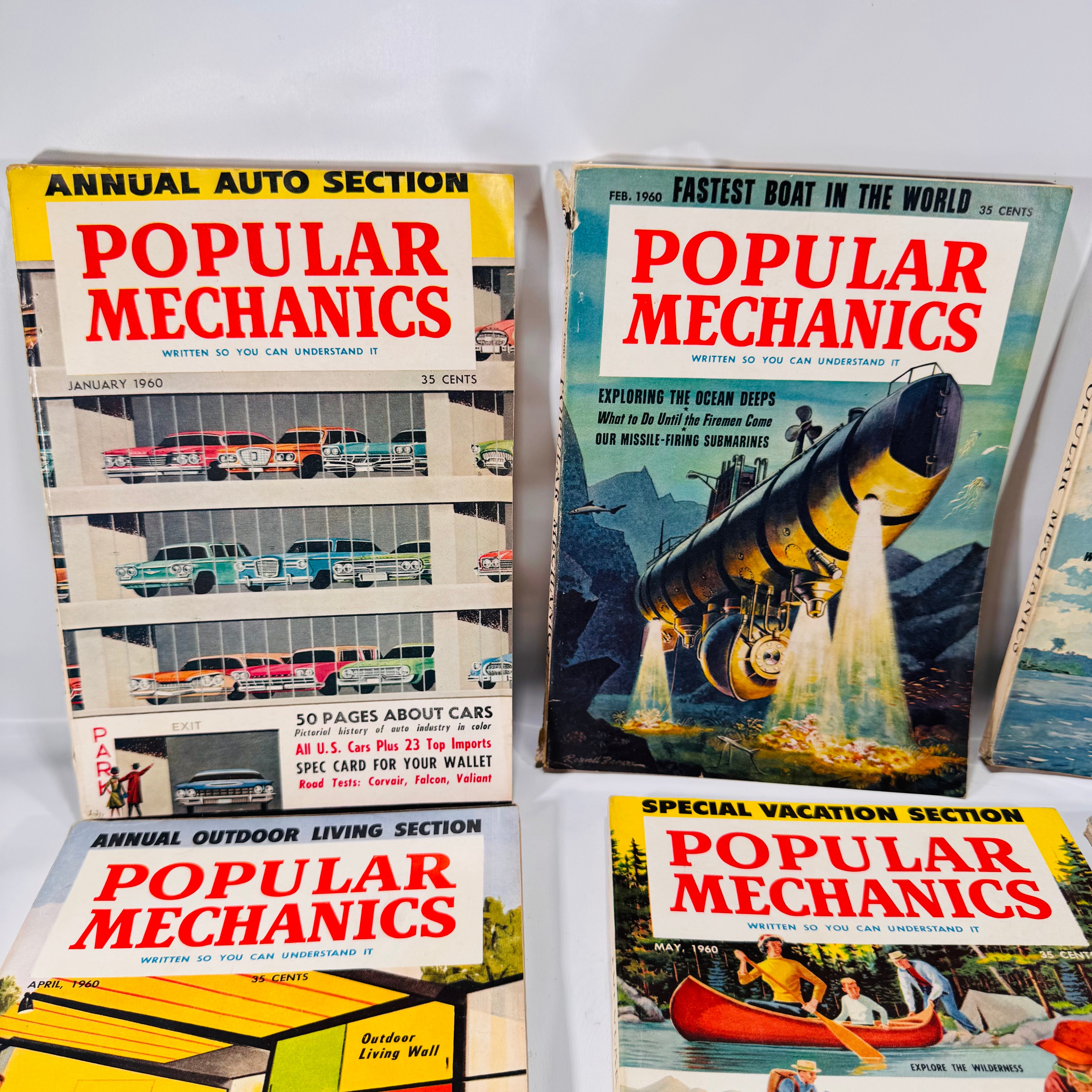 Six January–June 1960 Vintage Popular Mechanics Magazines