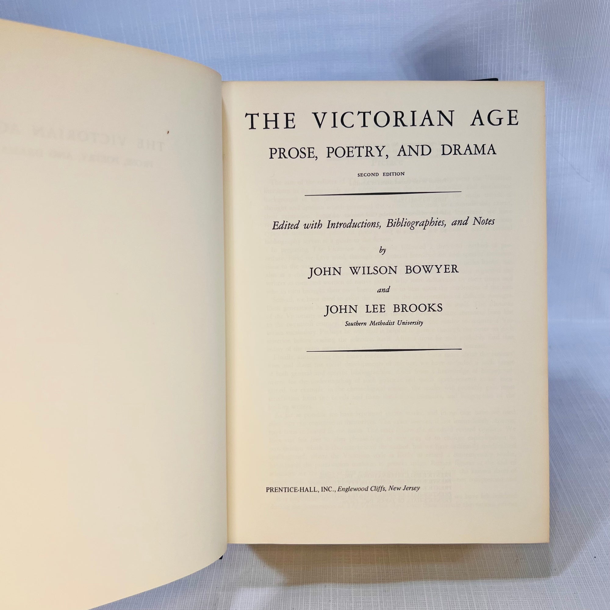 The Victorian Age Prose Poetry and Drama by John Wilson Bowyer Second Edition 1954 Prentice-Hall  Inc