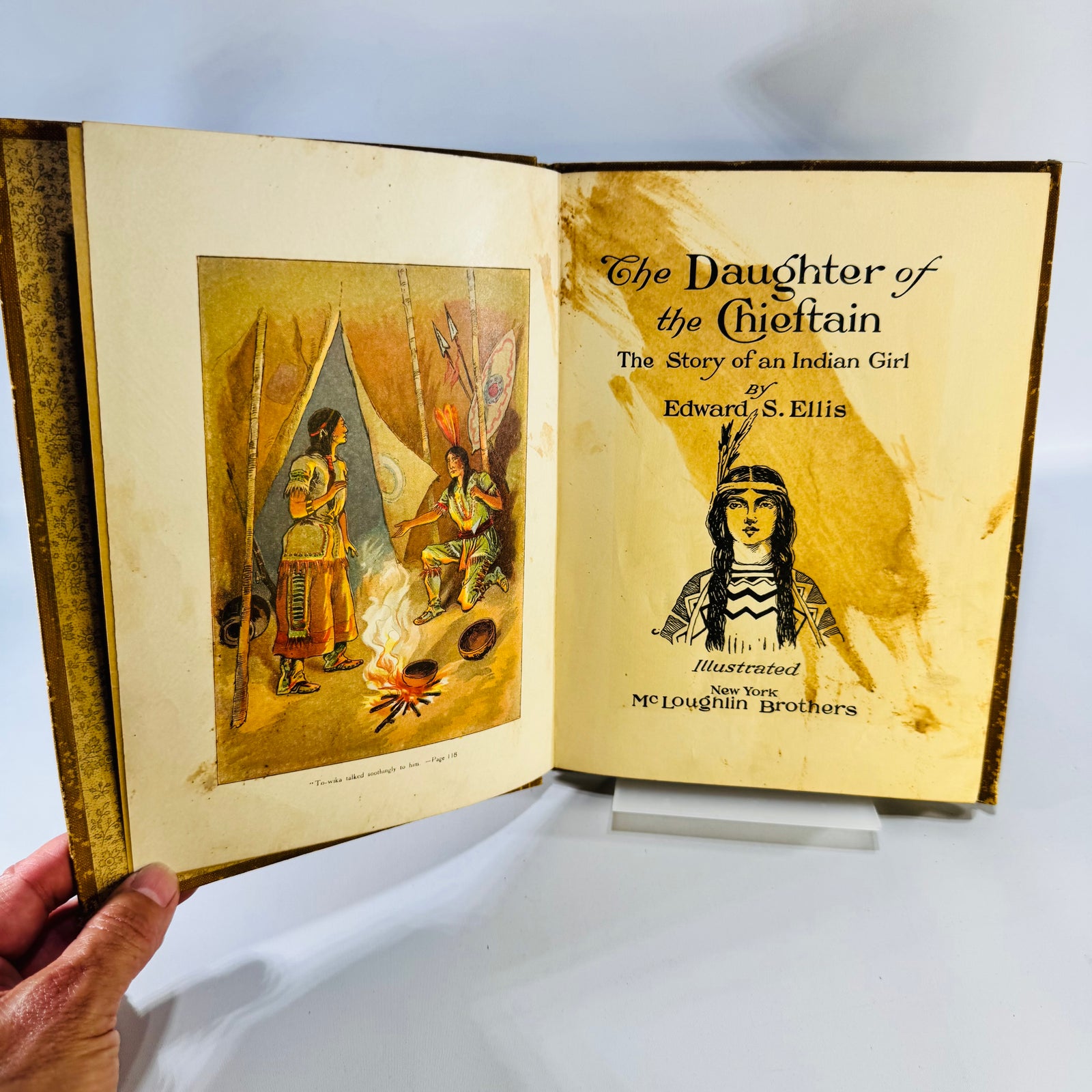 The Daughter of the Chieftain Edward S. Ellis Antique Hardcover McLoughlin Brothers Illustrated circa 1908 to 1910
