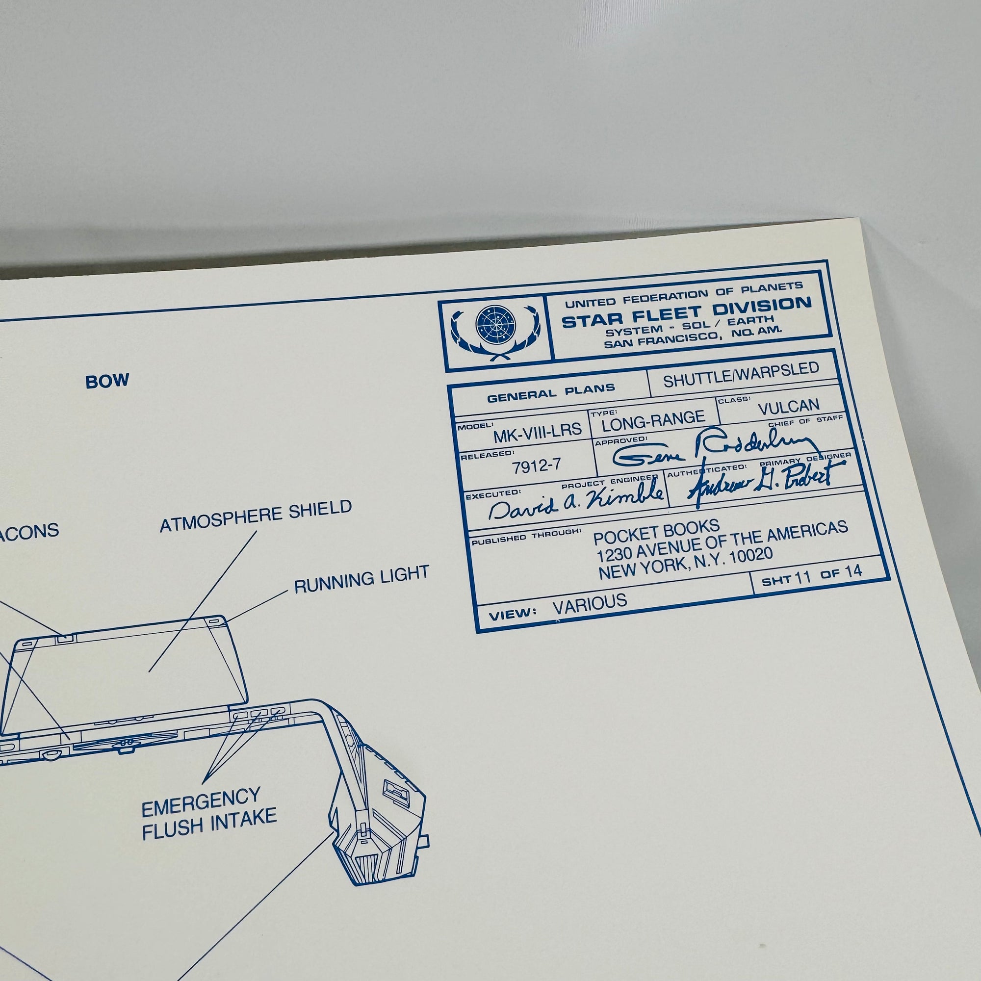 14 Official Blueprints Star Trek The Motion Picture Rendered by David Kimble 1980  Wallaby