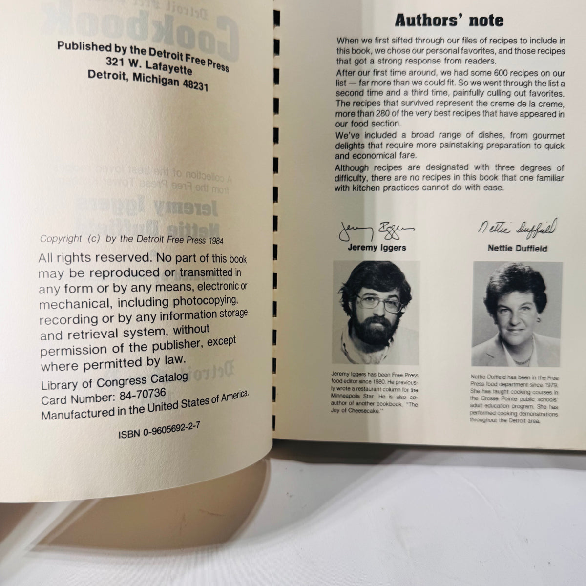 Detroit Free Press Cookbook – Vintage 1984 Spiral-Bound Recipe Collection