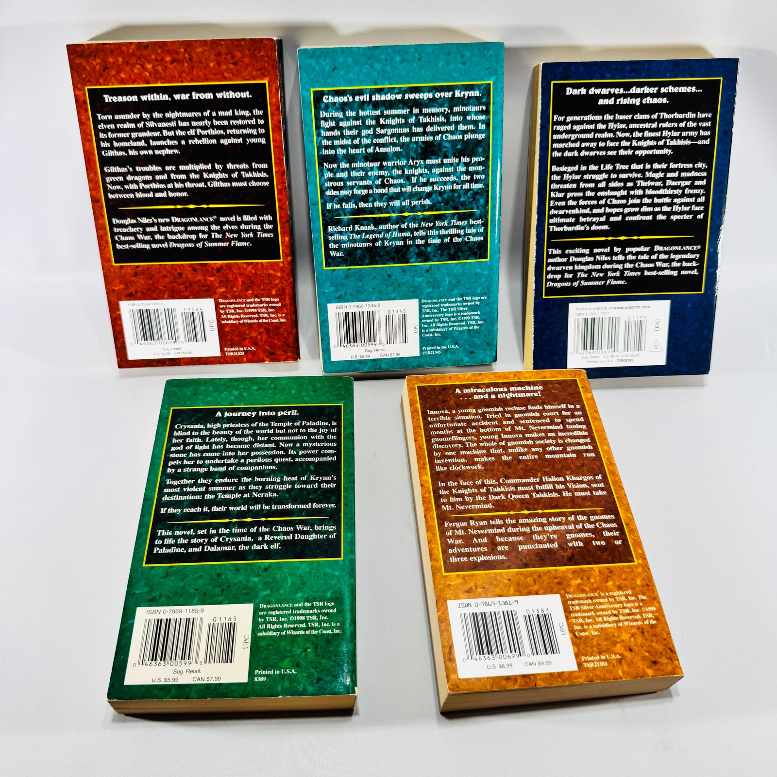 Dragonlance Chaos War Series Paperback Bundle of 5 Douglas Niles Richard A Knaak TSR Wizards of the Coast Fantasy Novels