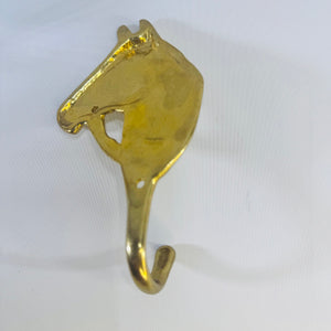 Vintage Solid Brass Horse Head Wall Hook Taiwan Equestrian Farmhouse Decor